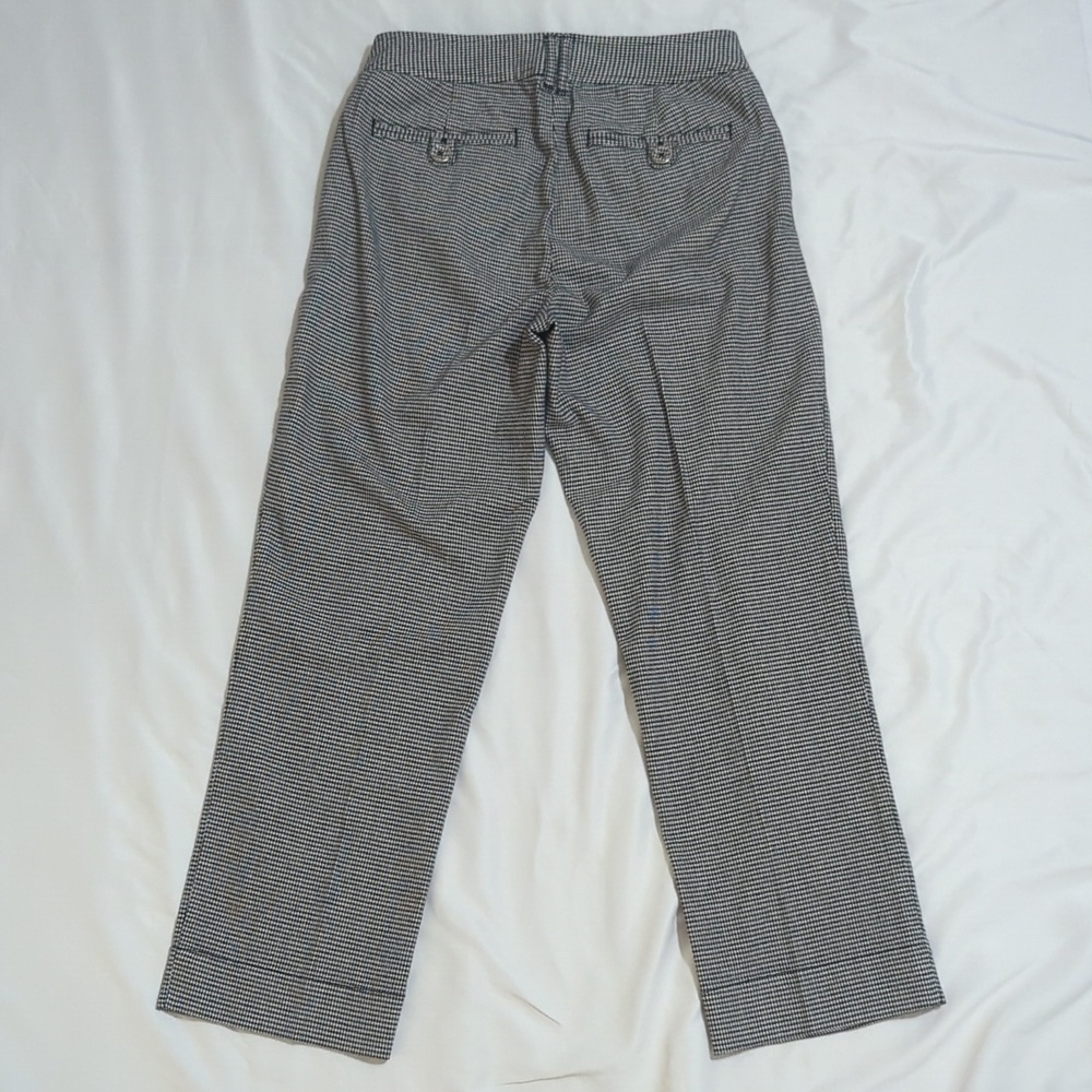 LOFT Marisa Houndstooth Crop Pants, Color Black/White Size 6 - Picture 2 of 14